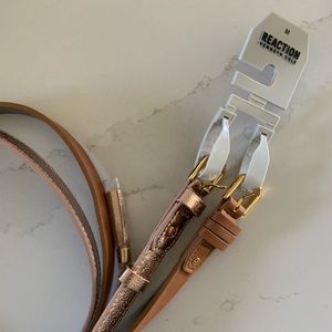 NWT 2 Pack Kenneth Cole Women’s Belts, Brown & Glittery Peach